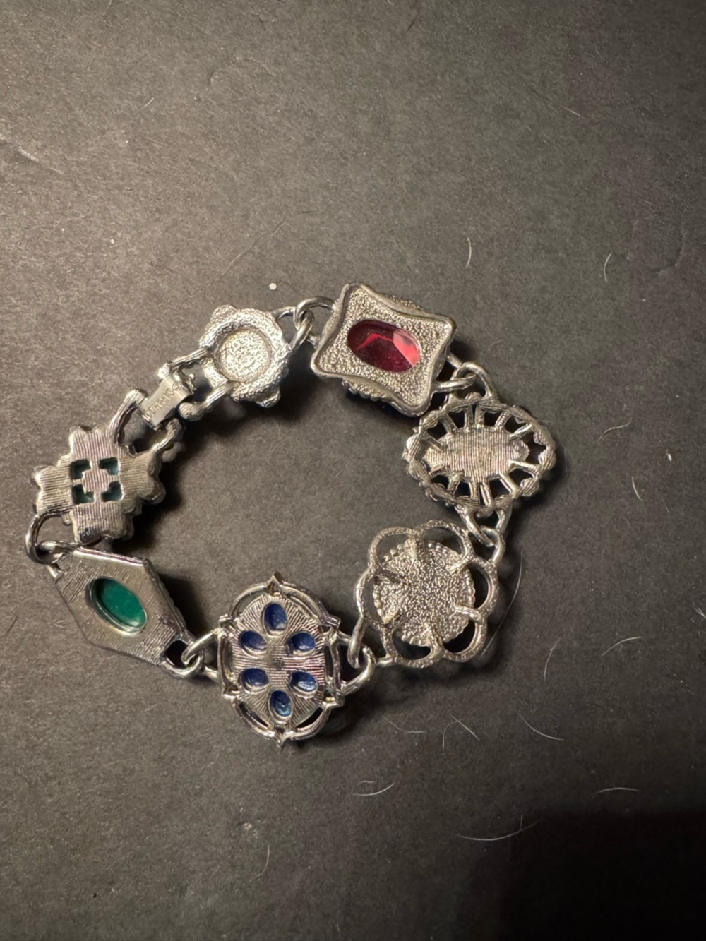 Sarah Coventry Multicolor Cabochon Silver-Tone Link Bracelet - Picture 2 of 5